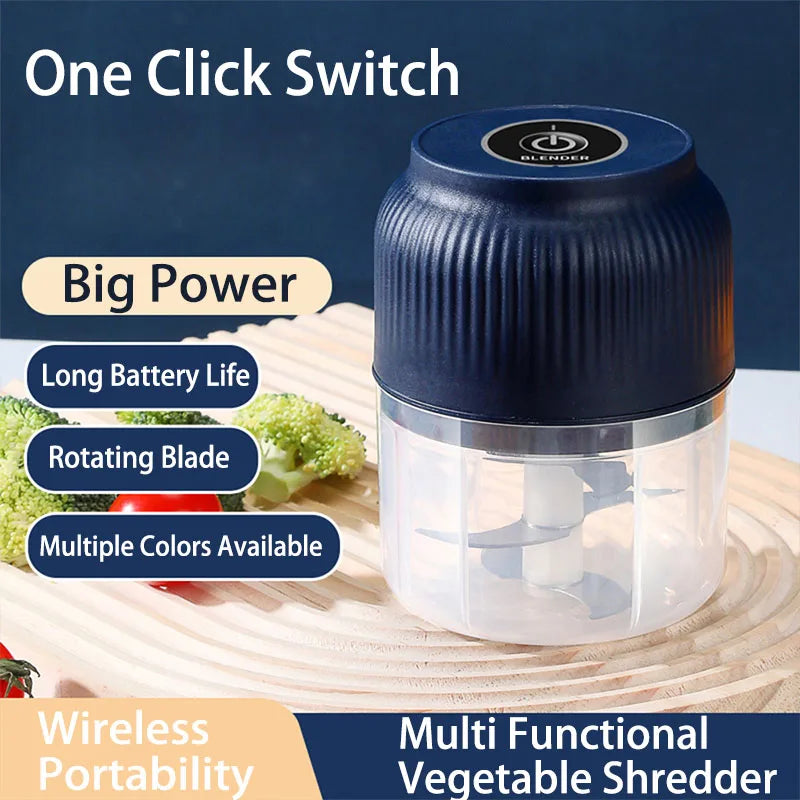 250ml Mini Wireless USB Rechargeable Electric Vegetable Chopper Garlic Crusher Food Chopper for Kitchen Gadgets for Garlic